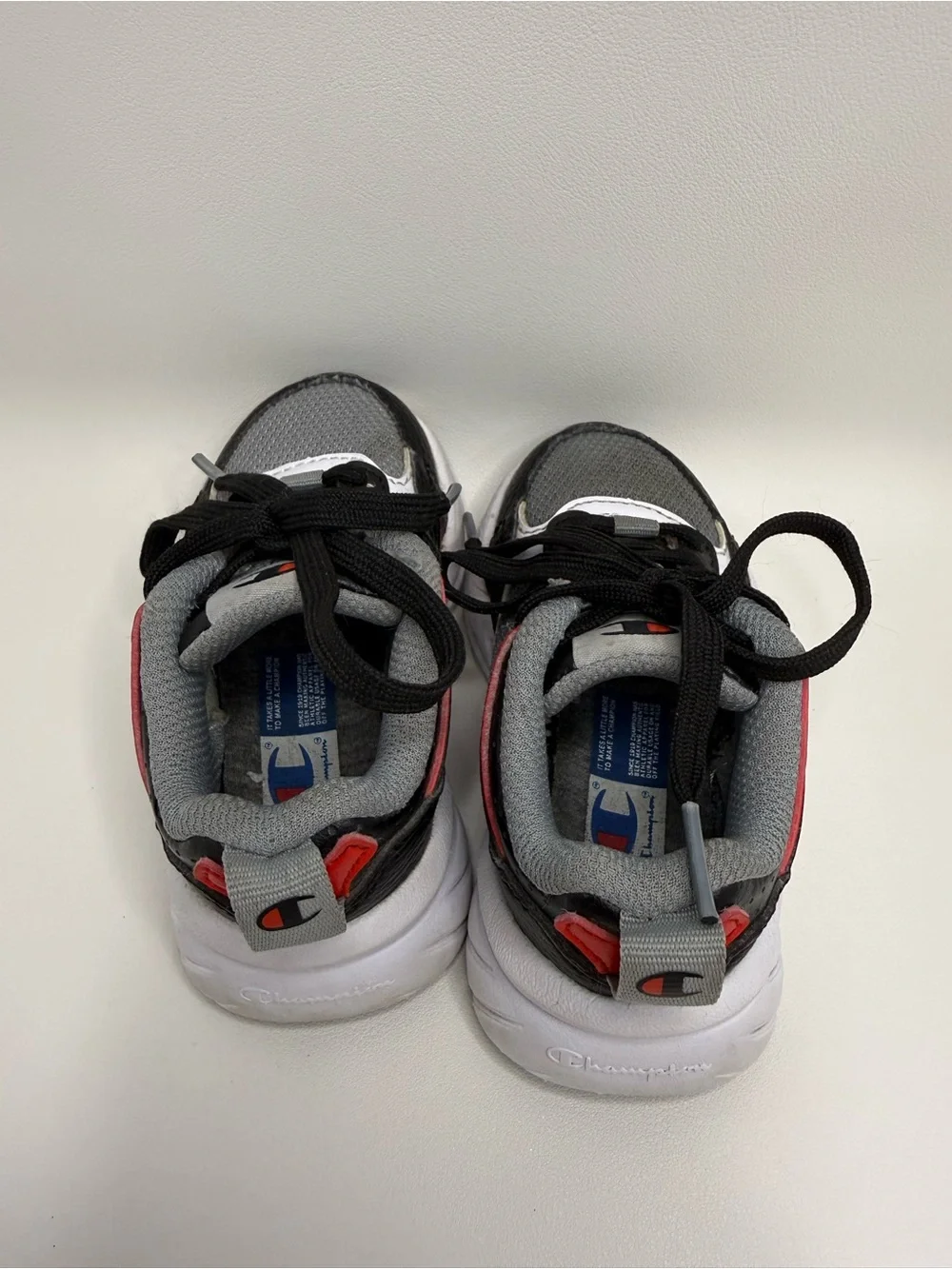 Champion Kids' Gray & Black Athletic Sneakers with Red Accent